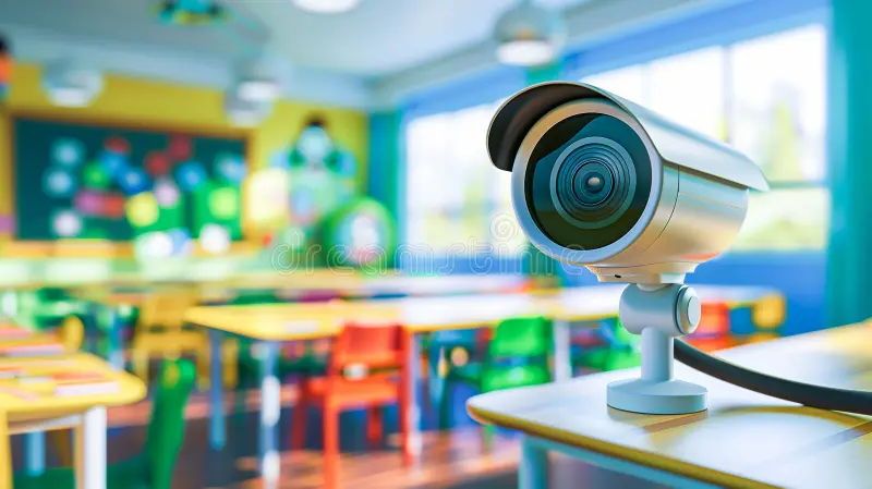 cctv-closed-circuit-camera-tv-monitoring-kindergarten-classroom-kid-children-security-system-352514192